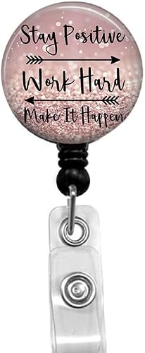 Work Hard Retractable ID Card Badge Holder with Alligator Clip, Name Nurse Decorative Badge Reel Clip on Card Holders