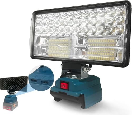 Kabellose LED-Arbeitsleuchte für bosch 18v Akku 90 W 5400 ml LED-Weitstrahl-Flutlicht mit zwei USB-Ladeanschlüssen LED-Licht für Notfall Werkstatt Garage (ohne Batterie)