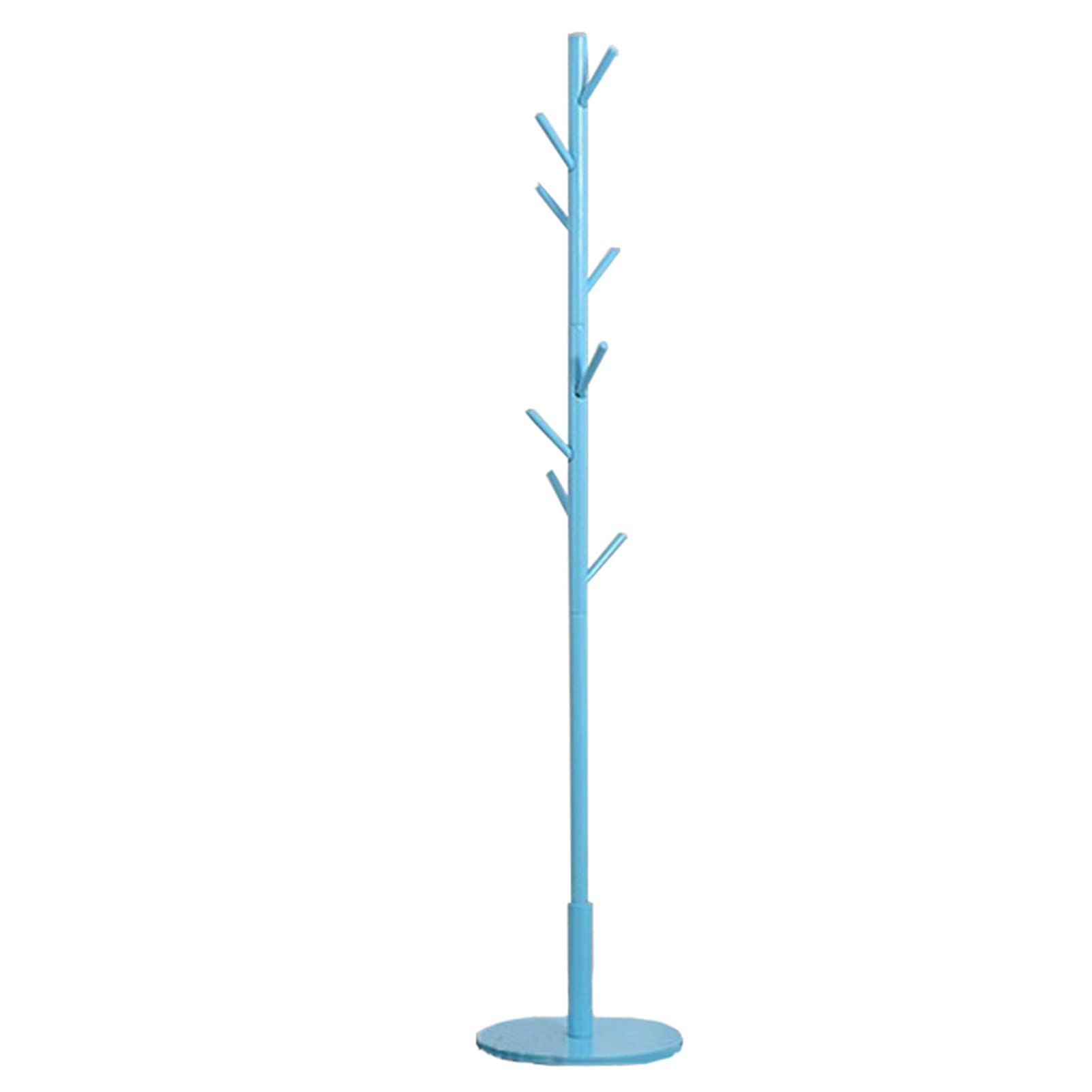 Appendiabiti di Design a Piantana da Terra,Appendiabiti Salvaspazio in Legno Massiccio con 8 Ganci,Base Rotonda,Appendino da Terra per Corridoio Entrata,Blue