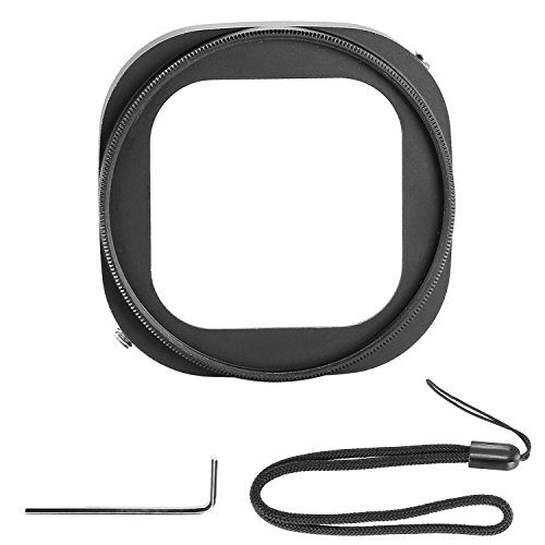 Neewer Aluminum Alloy 52mm Lens Filter Adapter Ring for GoPro HERO 4 Session with a Hexagonal Screwdriver and a Keeper Leash -- Black