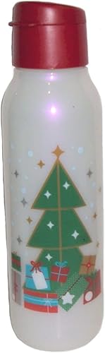 Tupperware Botella de agua de Eco Sports Diseño de árbol de Navidad Tapa superior abatible de 25 oz