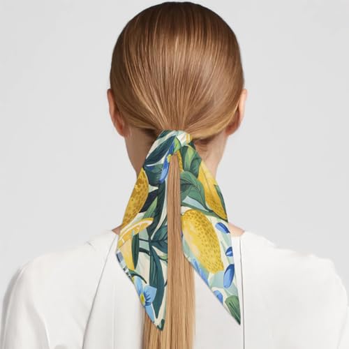 Lemon Floral Printed Fashion Hair Scarf Lightweight Silk Feeling Head Scarf Square Bandanas for Women2