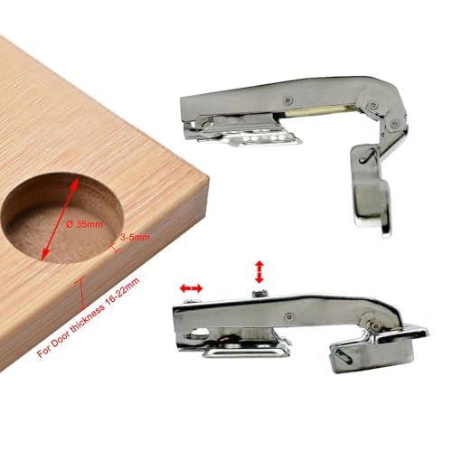LIKERAINY 95Deg Zawias Narożny z Długim Ramieniem Wpuszczany 35mm z Amortyzatorem Hydraulicznym do Drzwi Szafy Zawiasy Trzpieniowe z Miękkim Domykaniem 4 Pcs