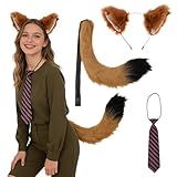 🦊 【Materiale confortevole】 Il set cosplay del costume della volpe è realizzato in morbido peluche, delicato sulla pelle e comodo da indossare, non si strappa facilmente e può essere riutilizzato