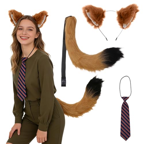 🦊 【Materiale confortevole】 Il set cosplay del costume della volpe è realizzato in morbido peluche, delicato sulla pelle e comodo da indossare, non si strappa facilmente e può essere riutilizzato