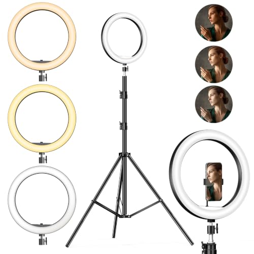 Image of Sounce 12 Inch Professional LED Ring Light with 7 Feet Tripod Stand | 3 Temperature Modes & Dimmable Brightness | Compatible with Mobile & Camera | for Photo Shoot, Video Shoot & Makeup