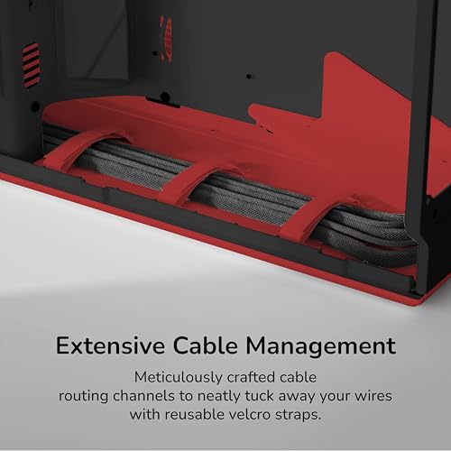 Image of Hyte Y70 Modern Aesthetic Gaming PC Case - Panoramic Glass | High-Airflow Design | Cable Management | Dual Chamber ATX Mid-Tower Chassis | 10 Fan Capacity | Luxury PCIe 4.0 Riser Cable - Cherry (Red)