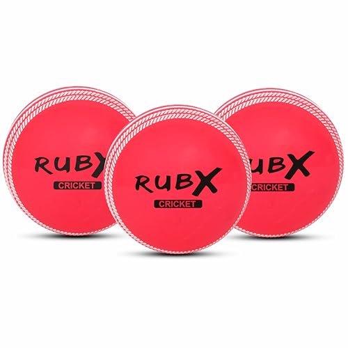 Image of RUBX PVC T-20 Plus Practice Cricket Wind Balls 110g - Pack of 3, (Pink) for Indoor & Outdoor, Street & Beach Cricket