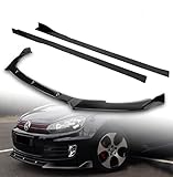 DriftX Performance, 3PCS Front Bumper Spoiler Lip Compatible with 2010-2013 Volkswagen Golf MK6 GTI + 6PCS Side Skirt Extension Rocker Splitters Diffuser Lip 86 inch x 4 inch (Painted Black)