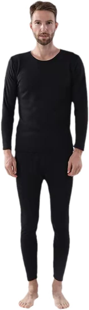 Ruereuu Winter Thermal Underwear Men's Long Thermal Suit Thermal Top + Pants Set