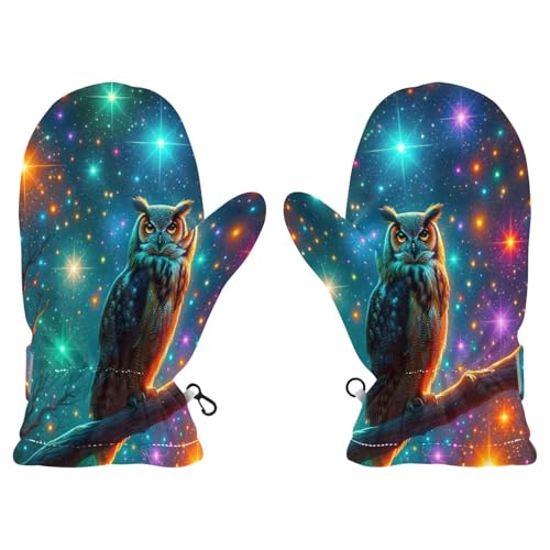 Kid's Winter Gloves Children Warm Gloves Owl on Tree for Boys Girl Age 2-4 Years