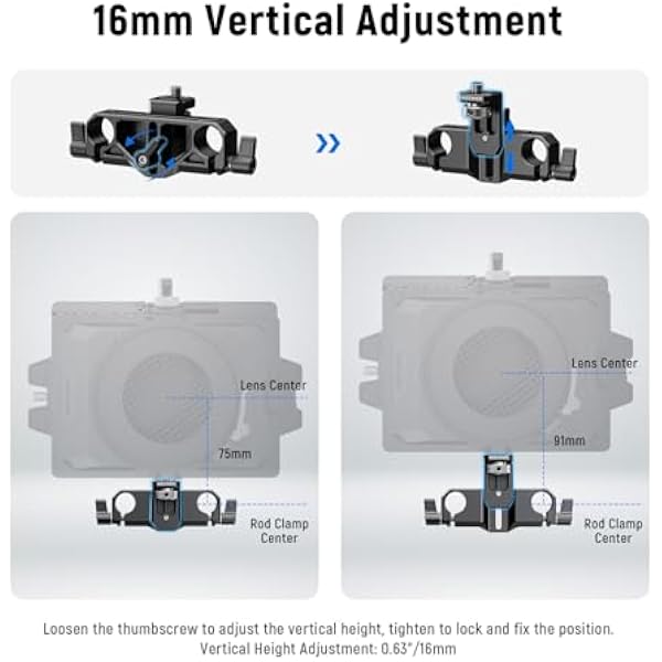 NEEWER Matte Box Support двойные зажимы LWS 15 мм с винтом 1 10 2 см и вертикальной регулировкой 0 9 22 мм совместимы с SmallRig Neewer Mini Matte Boxes PG013