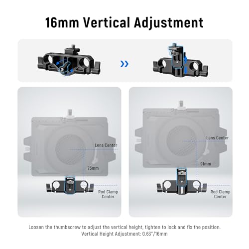 Image of NEEWER Matte Box Support, LWS 15mm Dual Rod Clamps with 1 /4 inch Screw & 0.9 inch /22mm Vertical Adjustment, Compatible with SmallRig NEEWER Mini Matte Boxes, PG013