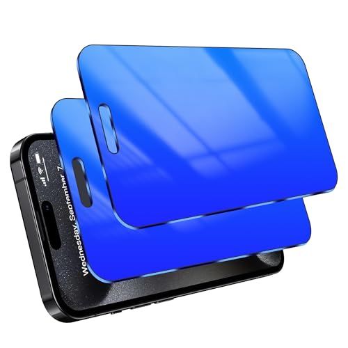 Westillux 2 Pack Privacy Screen Protector for iPhone 15 Pro Max Tempered Glass Anti-Spy 15ProMax Gradient Colorful Anti Bluelight Easy Installation Frame Full Coverage Anti-Scratch (6.7 inch Blue)