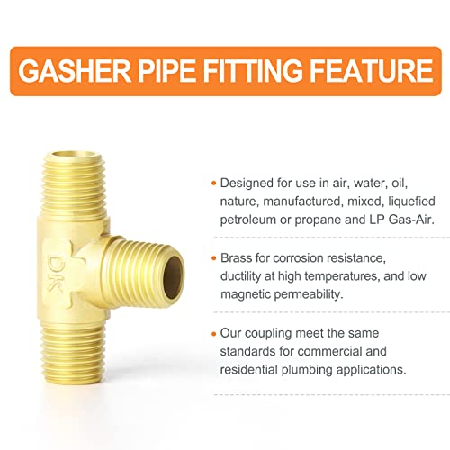 Image of GASHER 5PCS Brass 3 Way, 1 /4 inch x 1 /4 inch x 1 /4 inch NPT Male Tee Pipe Fittings