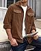 MAVQX Men's Corduroy Shirt Casual Shacket Long Sleeve Button Down Lightweight Jacket (US, Alpha, Medium, Regular, Regular, Brown)