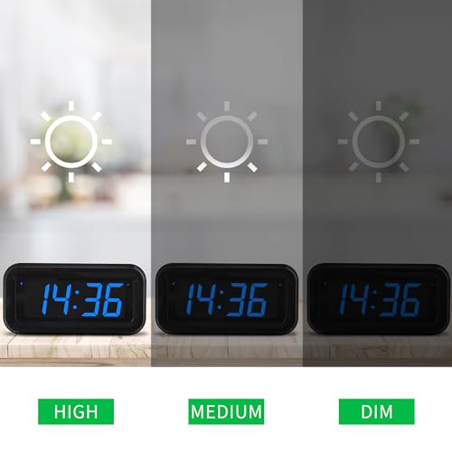 Image of KWANWA Small Digital Alarm Clock, 1.2inch Dark Blue LED Digits, Adjustable Brightness, Dim Night Model, 12H /24H, Battery Operated, Wall Mount, Snooze, Clock for Kids Bedroom, Small Travel Clock