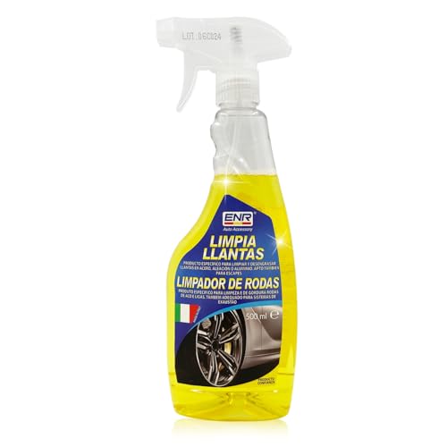 ENR- Wheel Brightener 500ml-Limpiador de Llantas sin Ácido Desengrasa, Limpia y Abrillanta, Aplicación para Coche Moto,Protección Duradera contra Clima y Suciedad,Resultados Inmediatos