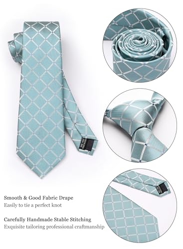 Image of Striped Plaid Polka Dot Mens Tie Formal Necktie Pocket Squares Ties Clips Cufflinks Classic for Men Set