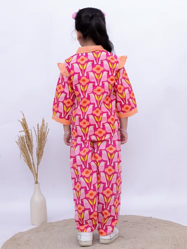 Image of superminis Girls Cotton Abstract /Floral /Striped Print Top And Shorts /Pant Clothing Set
