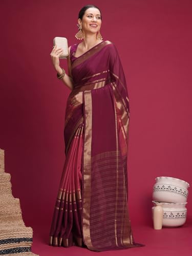 Image of AKHILAM Women's Mysore Silk Ombre Woven Design Saree With Unstitched Blouse Piece (KUSUM4101 NSM Parent)