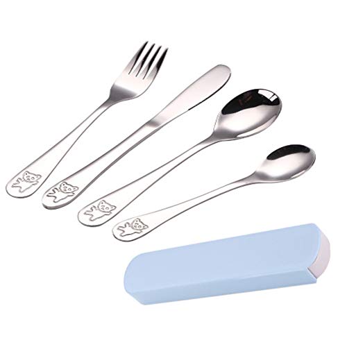 RedColory 4 Pezzi Set di Posate Carino in Acciaio