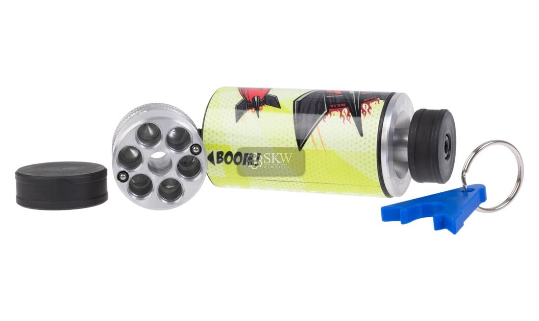 Genérico Granada de Detonación Saigo Defense Kamikaze XL, Amarilla, 13,6 cm, 6 Cartuchos de Fogueo 9mm, para Entrenamiento y Airsoft