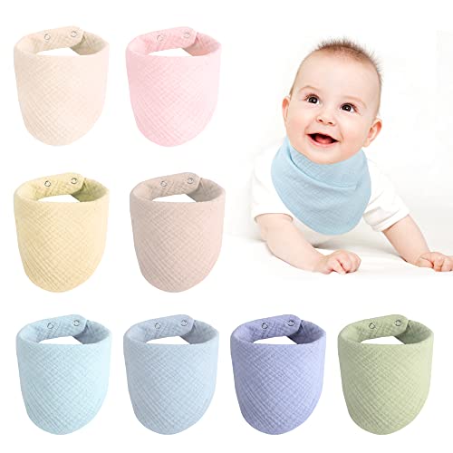 Mousseline 8 pcs Foulard Bébé Bavoir Bébé Absorbant Triangle Foulard avec Bouton Pression Réglable Doux Bavoir Sabber Pour Garçon Fille Unisexe Cover