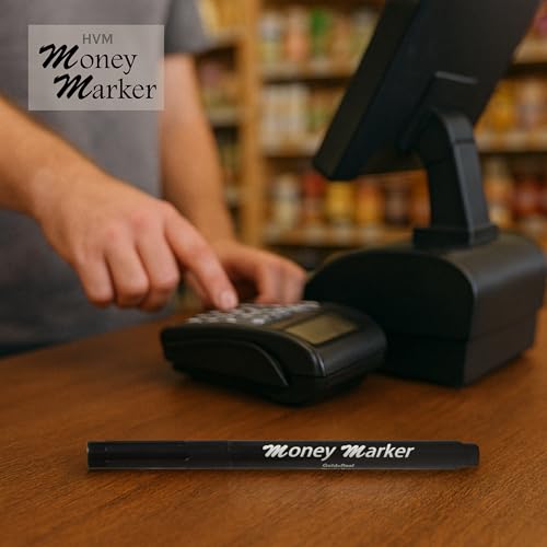 Money Marker (5 Counterfeit Pens) --- Counterfeit Bill Detector Pen with Upgraded Chisel Tip - Detect Fake Counterfit Bills, Universal False Currency Pen Detector Pack