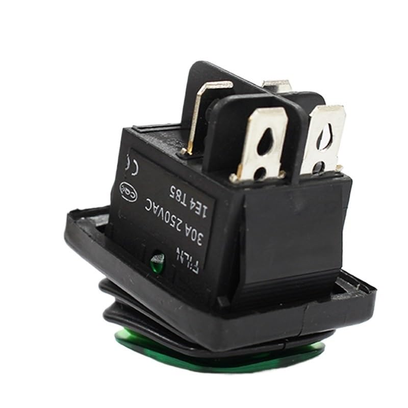 50pcs kcd4 Heavy Duty Waterproof on Off Sliver Contact Point Copper pin Green red led lamp 220v 30A Rocker Switch(Red,220v)