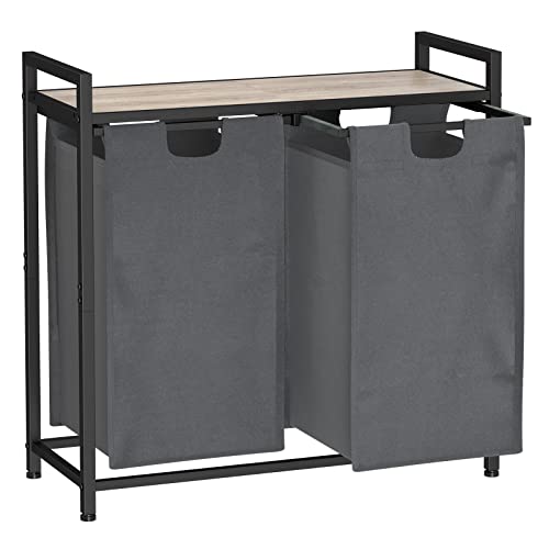 Amhancible Laundry Hamper With Shelf, Laundry Basket 2 Section, Laundry Sorter Organizer, Clothes Hamper With Pull-Out And Removable Bags, Top Table, For Laundry Room Hls02Gg #TOP4