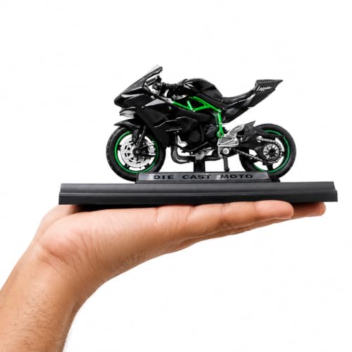 Image of Ninja H2R Die Cast Bike Model 1:12 Scale | Alloy Metal (Fuel Tank Only), Plastic Body | Realistic Sports Motorcycle with Display Stand | Gift for Kids & Collectors (Ninja H2R 1:12 Scale)