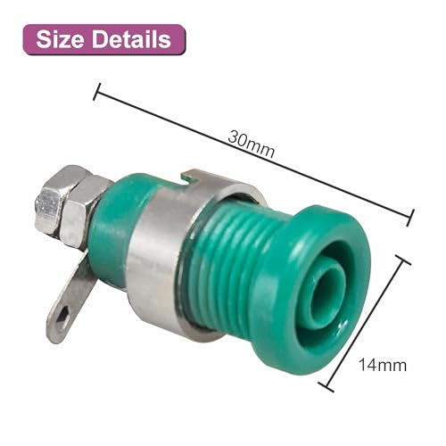Image of MX 4mm Banana Socket Set, Laboratory Grade Safety Test Terminals in Blue Yellow Green, Metal Construction, Panel Mount Design Pack of 3