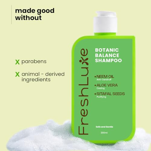 Image of Botanic Balance Shampoo for Men & Women - 200 ml | Aloe Vera, Neem & Sitafal Seed Extracts | Anti Dandruff Scalp Care | Deep Cleansing Hair Wash | Paraben Free, Sulphate Free, Derma Tested