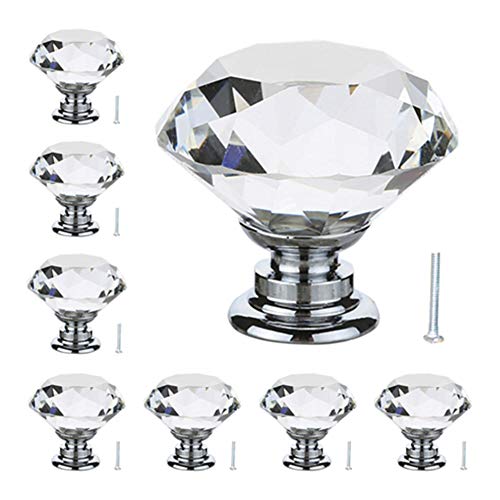 Lot de 16 boutons de placard en cristal à facettes 30 mm Cover
