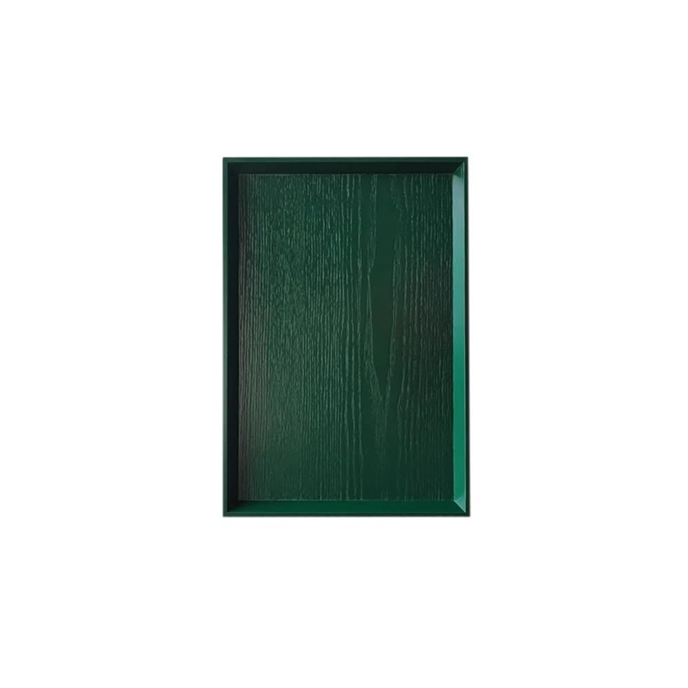 Tea Tray, Green Rectangular Wooden Tray for Tea Desserts Cups Snacks Home Hotel Kitchen
