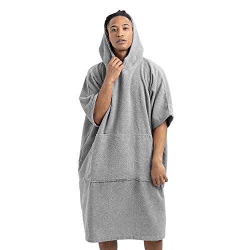 HOMELEVEL Unisex ombytesrock för herr/dam, handduk, poncho, bomullsfrotté, huva, surfponcho för män & kvinnor, strand, simning, vuxenstorlekar S/M och L/XL