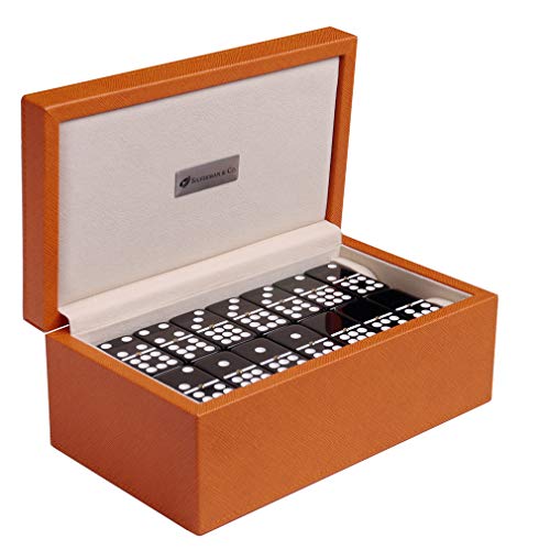 Juego de Domino Negro Doble 9 con Estuche Naranja