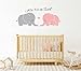 Elephant Wall Decal Nursery Wall Stickers Baby Kids Room Wall Decor A2(Pink,Gray)