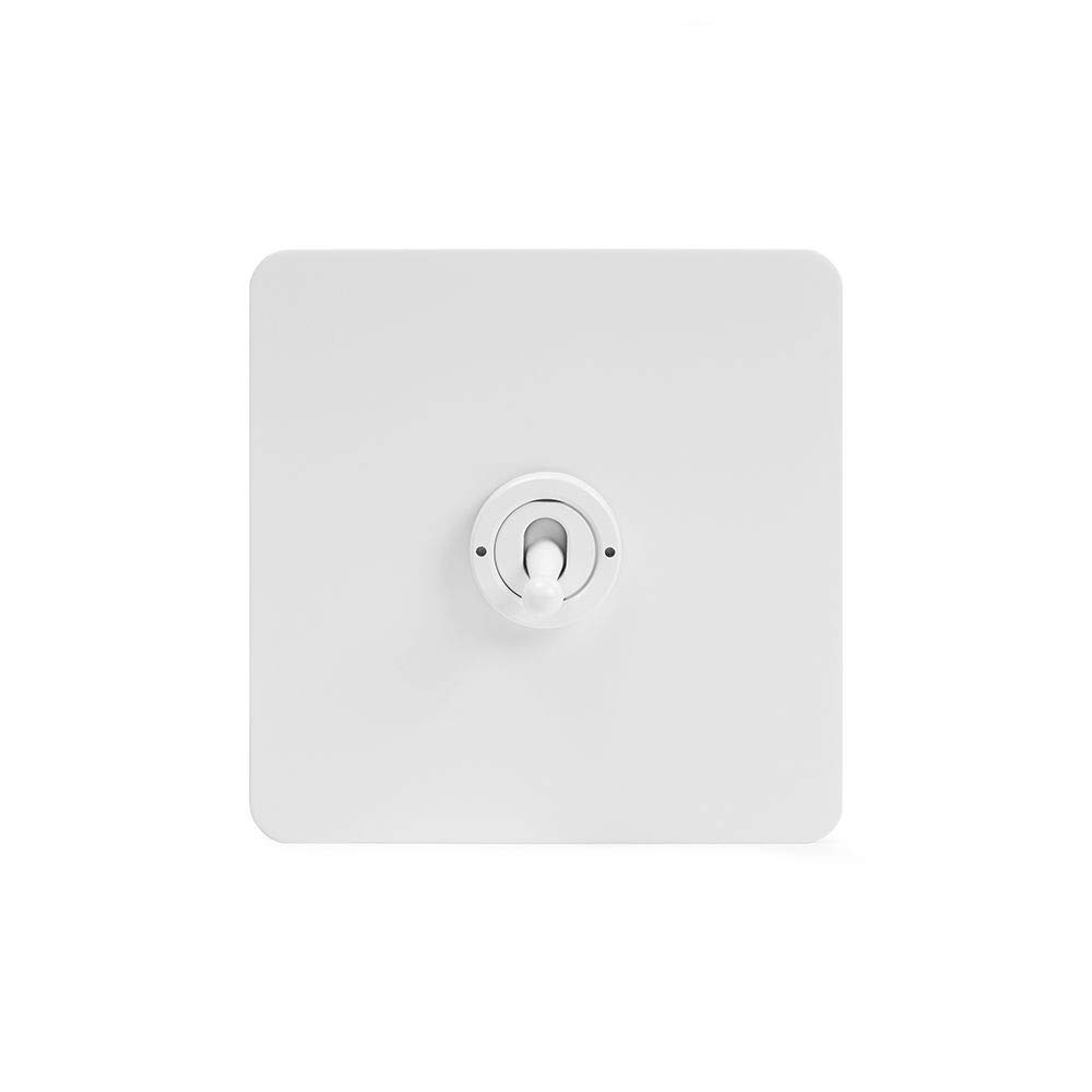 Soho Lighting White Metal Flat Plate 1 Gang Retractive Toggle Light Switch Screwless