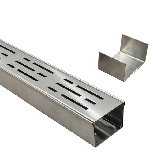SXSJMY Canaleta Desague con Rejilla 304 Acero Inoxidable, 7 CM de Ancho y 1 M de Largo Canaleta de Drenaje,Rejilla Desague Jardin de Canal para HormigóN, Adoquines, Patios o Caminos Peatonales