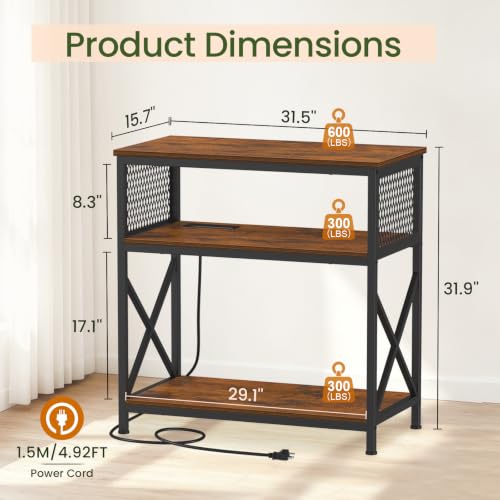 Image of Snughome Reptile Tank Stand with Charging Station, 31 inch x 15 inch Terrarium Stand with 3-Tier Open Storage Shelves, Reptile Enclosure Stand, Heavy Duty Vivarium Table for Gecko, Lizard, Bearded Dragon and Small Reptiles