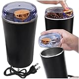 KRUMAD Elektrische Kaffeemühle 250W, Kaffeemühle elektrisch für Kaffeebohnen & Gewürze, Edelstahl Grinder mit One-Touch-Bedienung, kompakte Kaffee- & Gewürzmühle für Haushalt