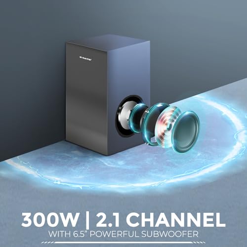 Image of E GATE Octopus 330 Sound bar with 300-WATT Sourround Sound, 8.1 Drivers Home Theatre 2.1 Ch. Soundbar with 6.5 inch (16.5cm) Subwoofer | USB, HDMI ARC, Optical in | 3EQ Modes | eGate Bluetooth Speakers