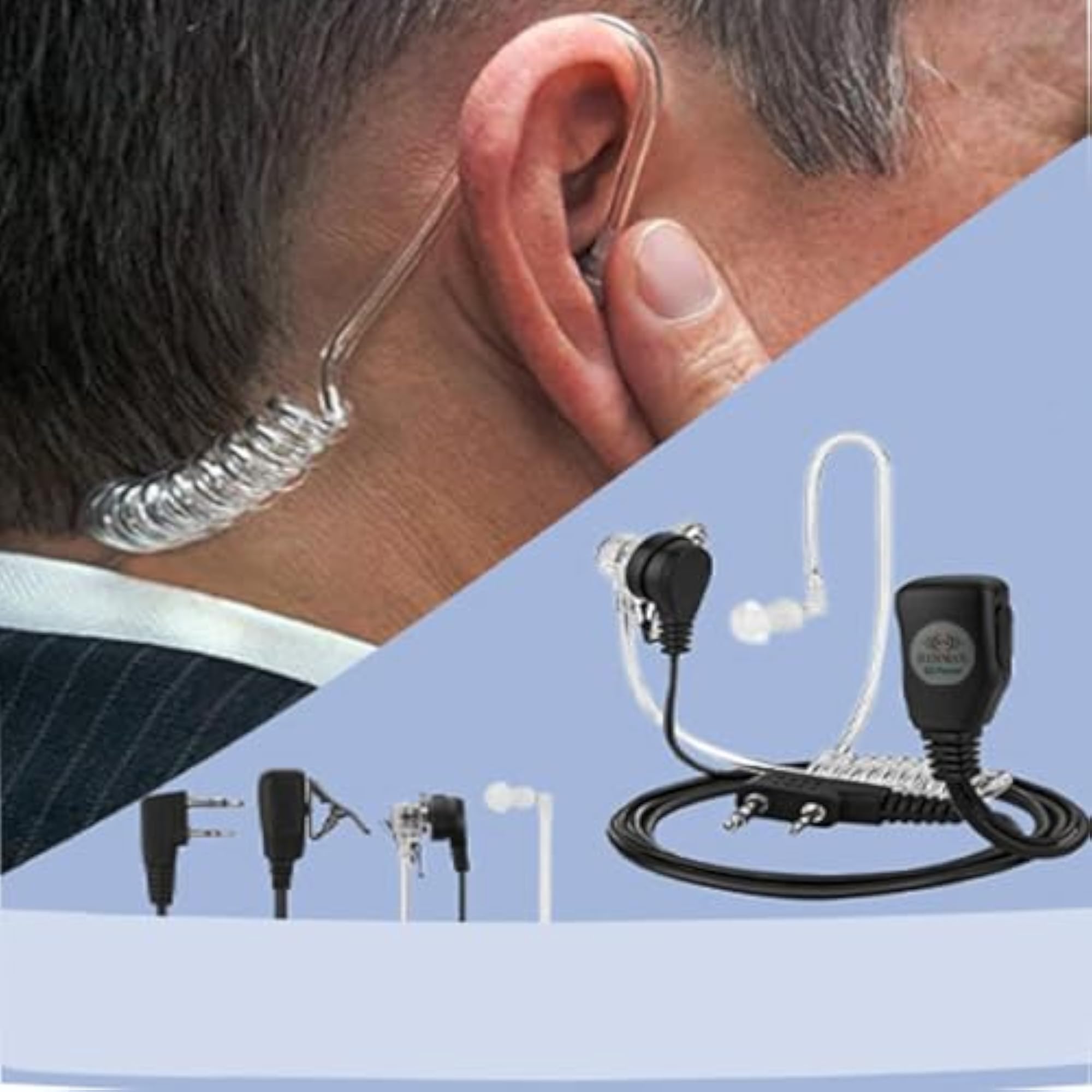 Covert Wired Earpiece Throat Mic Headset, Pack of 2
