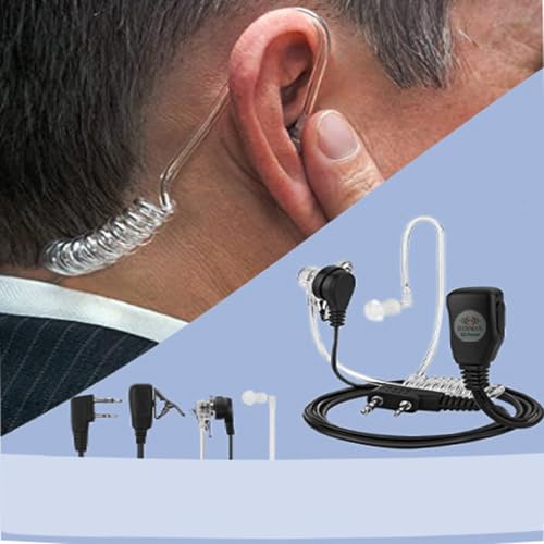 Image of RENMAX Air Acoustic Tube Covert Wired Earpiece Throat Mic Earphone Headset 2-Pin Audio Connector Suitable for Models VU-5R, BF-88S etc (Pack of 2)