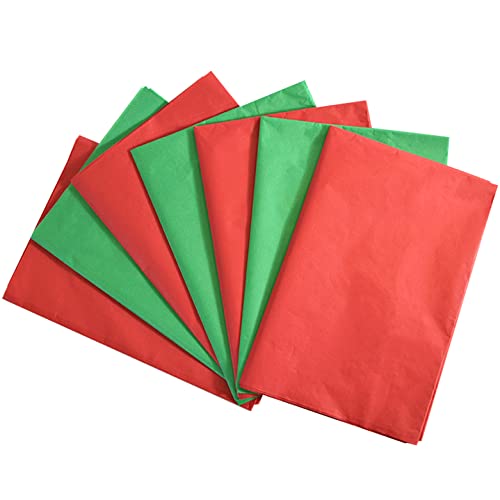 Bobobag 100 Sheets 20X14 Red and Green Tissue Paper Bulk for Gift Bags Gift Wrapping Arts Craft Party Favor Christmas Decoration