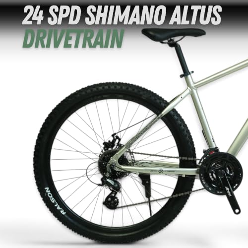 Image of FitTrip Legend Z 27.5T MTB Cycle | 6061 Aluminium Alloy Frame | Shimano Altus Drivetrain | SL-M315 3x8-Speed Shifters | Zoom HLO Suspension | Clarks 160mm Double Disc Brakes (Green Aura)