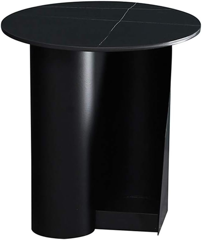 Side Table/End Table,Sturdy End Table Round Coffee Table with Metal Frame and Sintered Stone Table Top for Living Room Studio