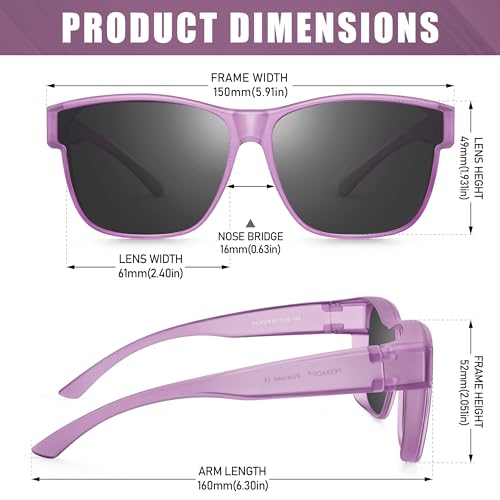 Image of Polarized Sunglasses Fit Over Glasses for Women Men, Oversized Square Sun Glasses UV400 Protection